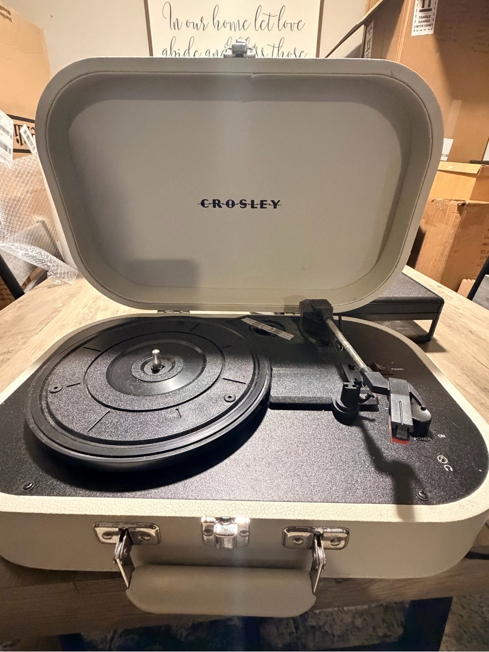 Crosley Cream Suitcase Turntable Record Player Built-In Speakers Vintage Style
